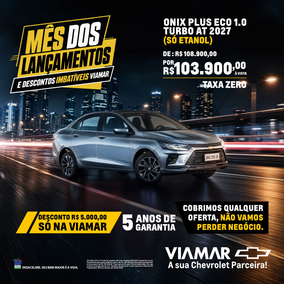 Oferta banner destaque ONIX PLUS ECO 1.0 TURBO AT 2027 SÓ ETANOL