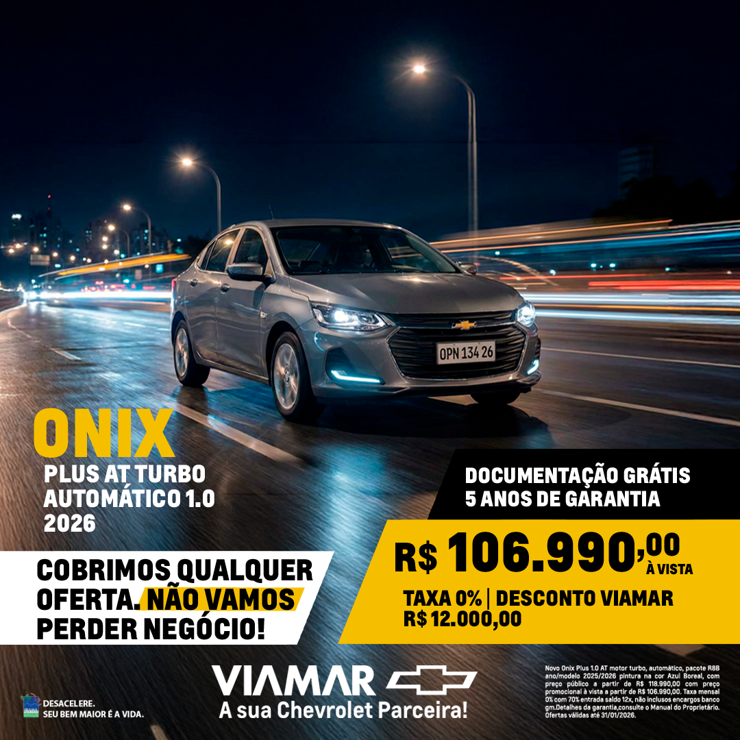 Oferta banner destaque ONIX PLUS AT TURBO AUTOMÁTICO